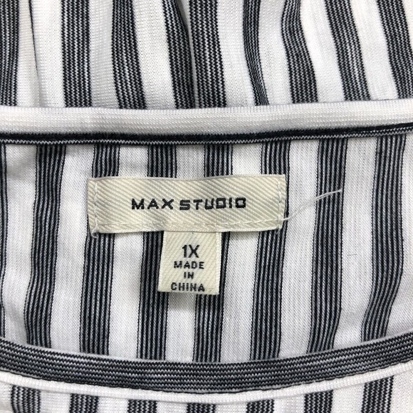 Max Studio Women 3/4 Sleeve Blouse Top Shirt Plus Size 1X Stripes M015 -19 - Picture 6 of 13